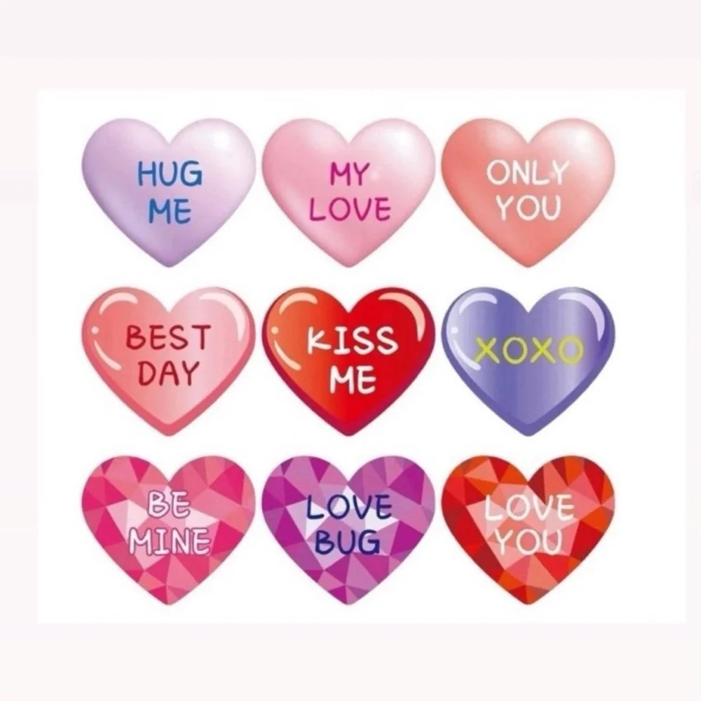 40 Valentines Candy Heart Stickers